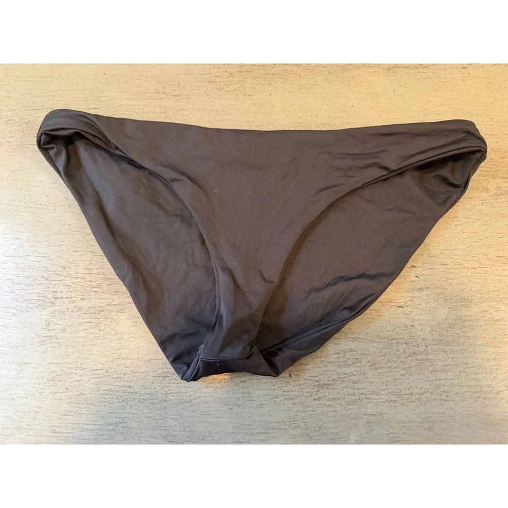 L Space Full Cut Bikini Bottoms Black Low Rise Swimwear Large L/G Made in USA